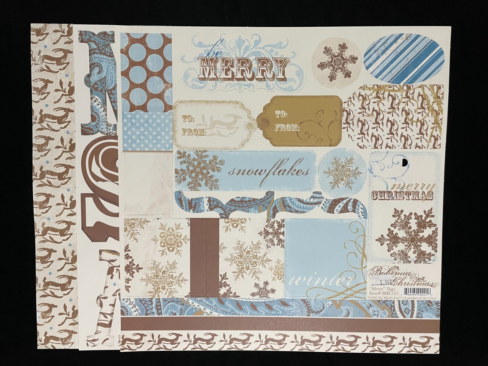 MME BOHEMIA CHRISTMAS "MERRY" COLLECTION 12X12 SS HEAVY PAPER