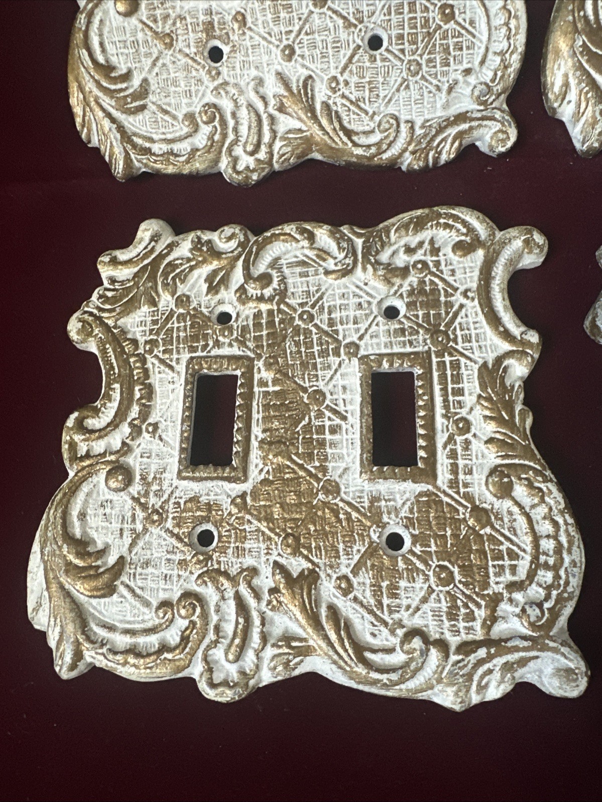 Vtg 5x5 Porcelain Double Switch Plate Lot 4 Ornate Victorian Shabby Chic Japan