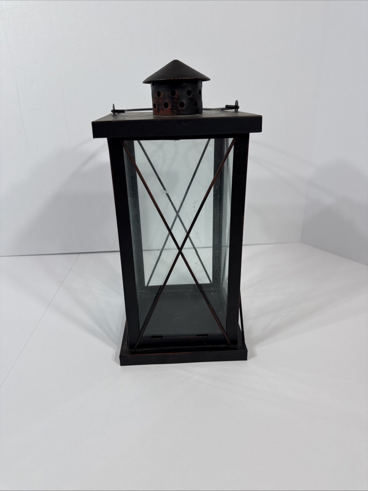 Lantern Square, Candle Holder, Large - Black Washed Metal