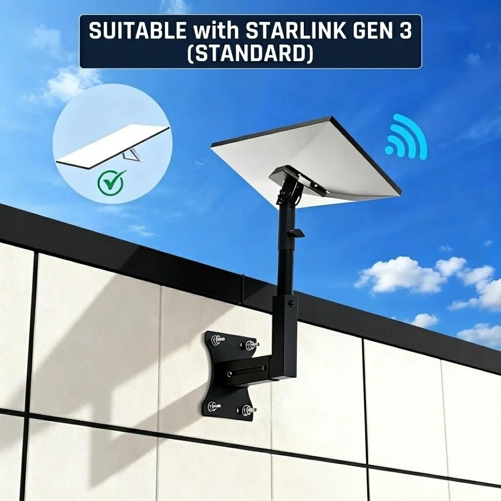 Adjustable Wall Mount Compatible with Starlink Gen 3, Telescoping Support Arm...