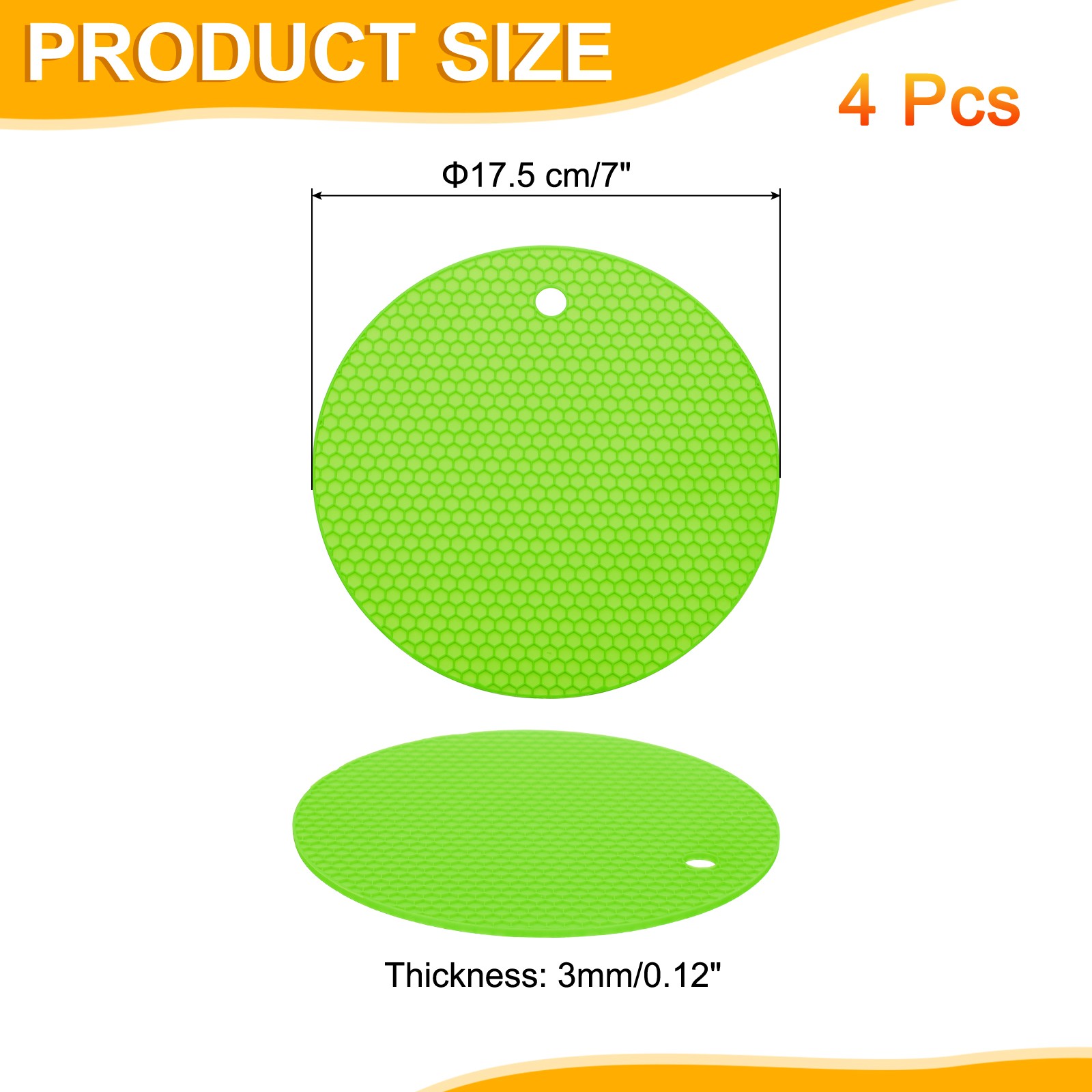 4pcs 7" Silicone Round Texture Jar Opener Pad, Green