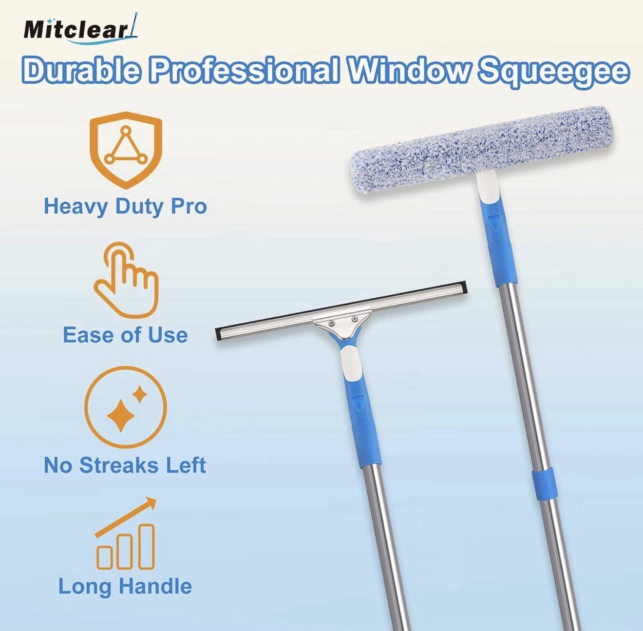 Mitclear 77'' Professional Squeegee Window Cleaner Tool with Extension Pole