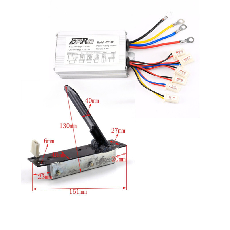 48V 1000W Electric Mini Bike Go Kart Brush Motor Speed Controller Foot Pedal ATV