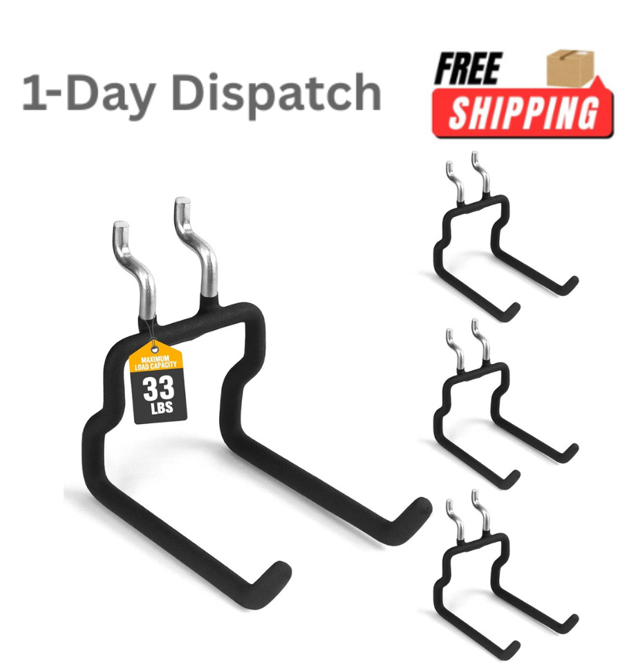 ELEAD 4 Piece Flat Pegboard Hooks Fit 1/4 Pegboard Tool Hangers for Garage
