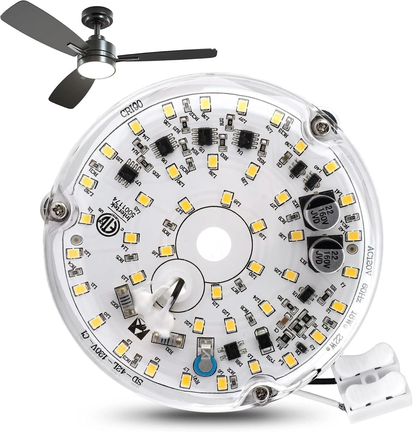 4 Inch Ceiling Fan LED Light Replacement 6000K, 18W LED Retrofit Kit