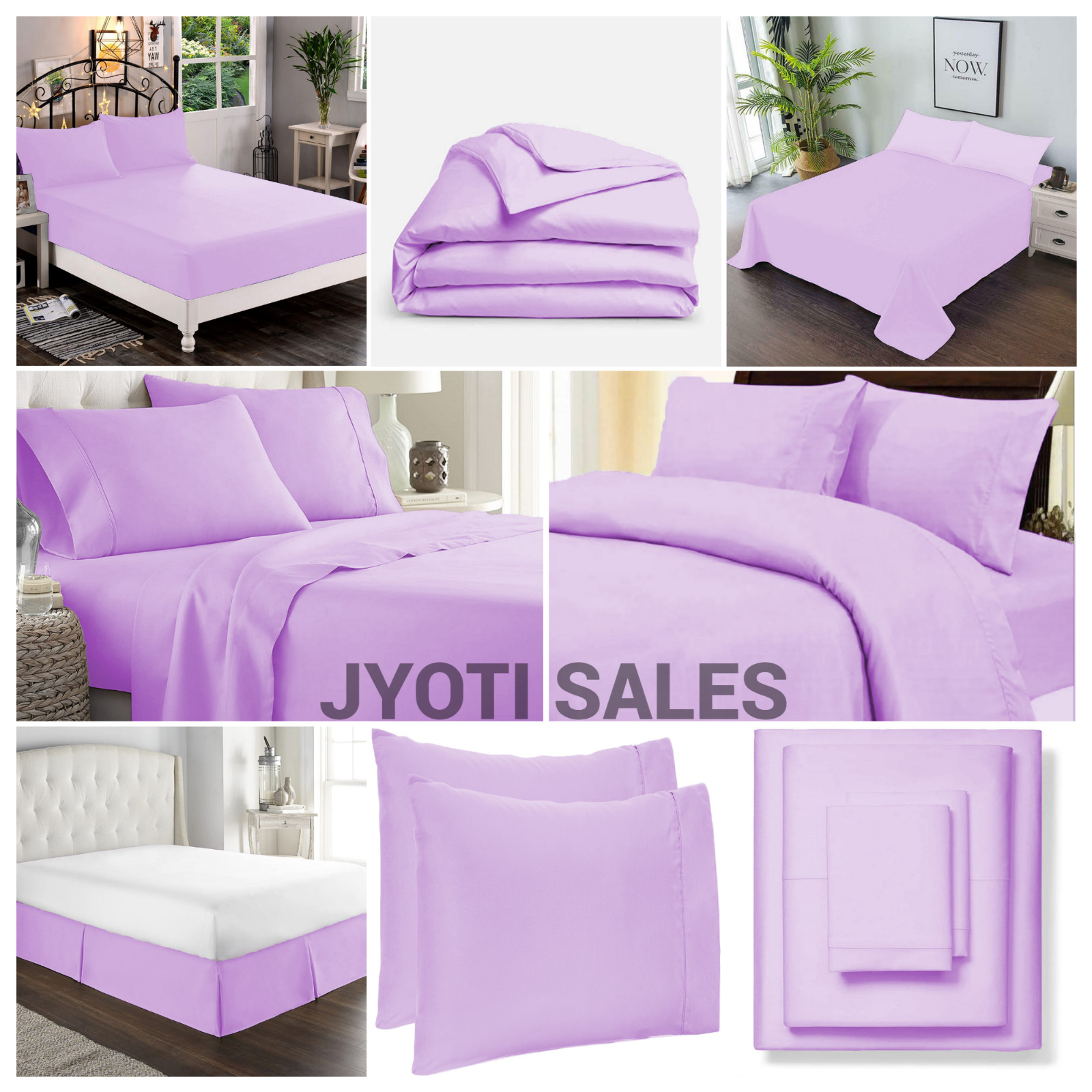 Bedding Collection 1000 OR 1200 TC Egyptian Cotton Lavender Solid Select Item