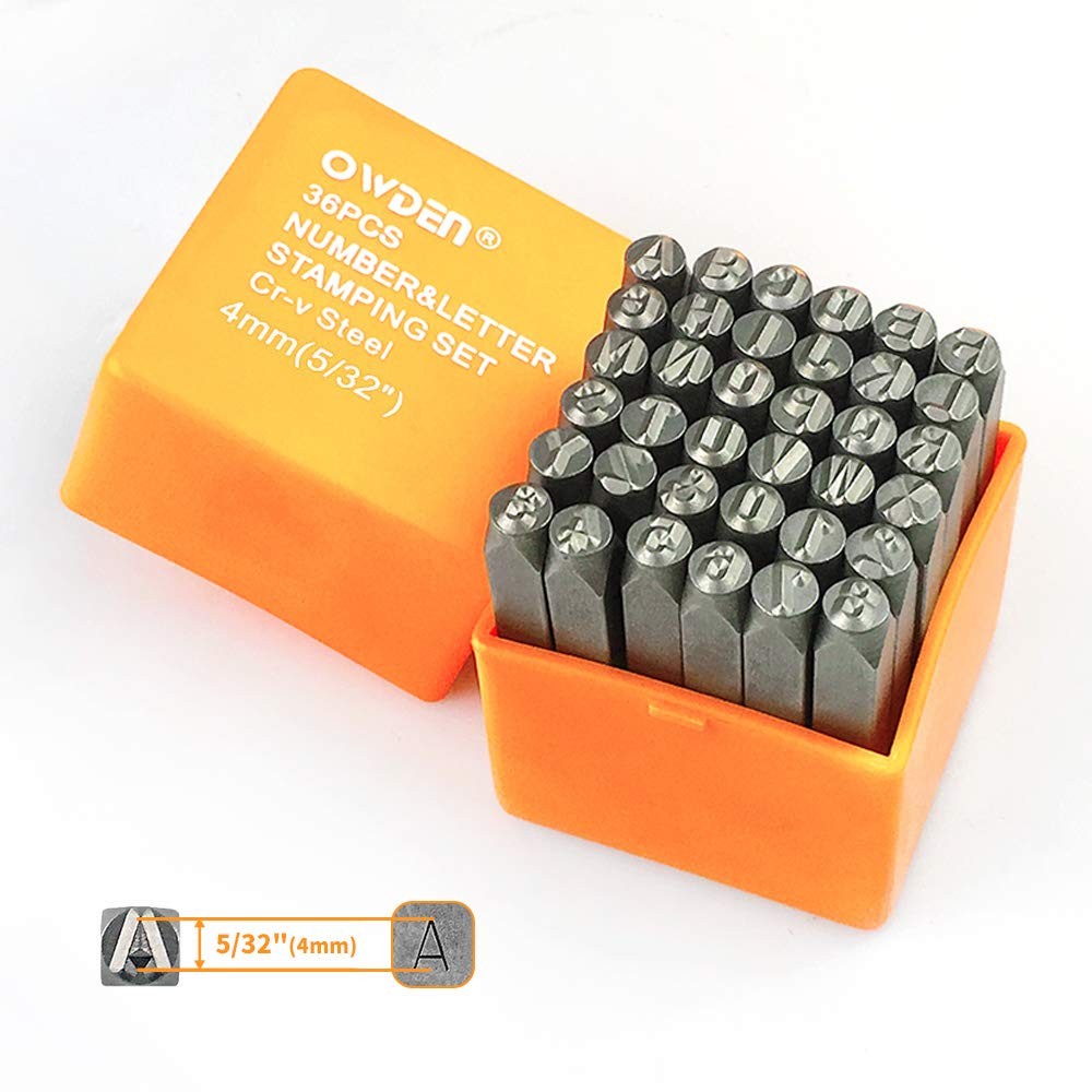 OWDEN 36Pcs. Steel Metal Stamping Kit,Heat-Treated Alloy 5/32" 4mm, Silvery