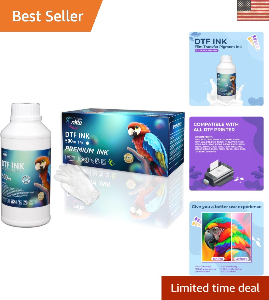High Fluency DTF White Ink for Epson Expression - Fade/Scratch Resistant Formula