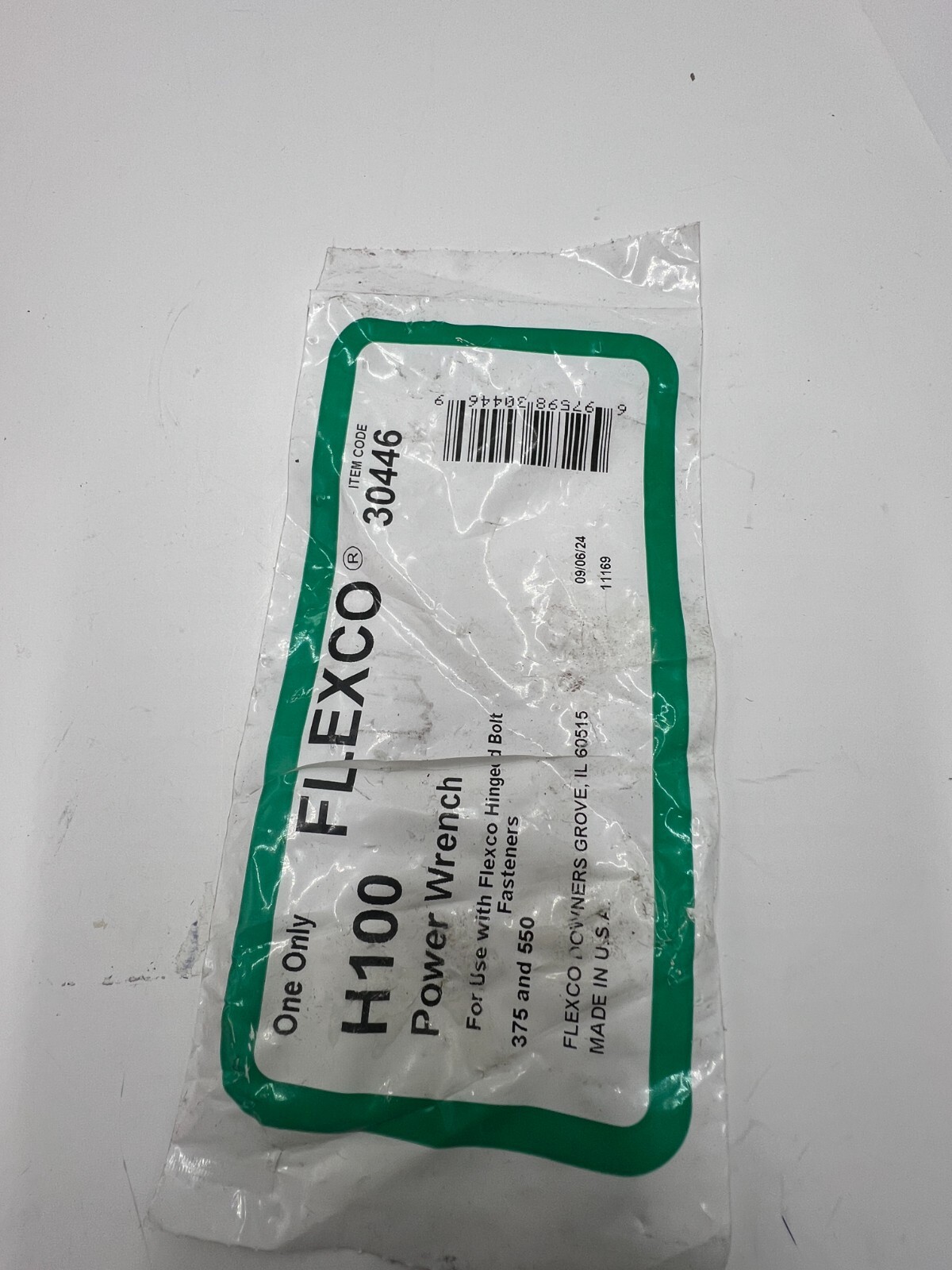 Flexco H100 Power Wrench 30446 for use with Flexco Hinged Bolt Fasteners