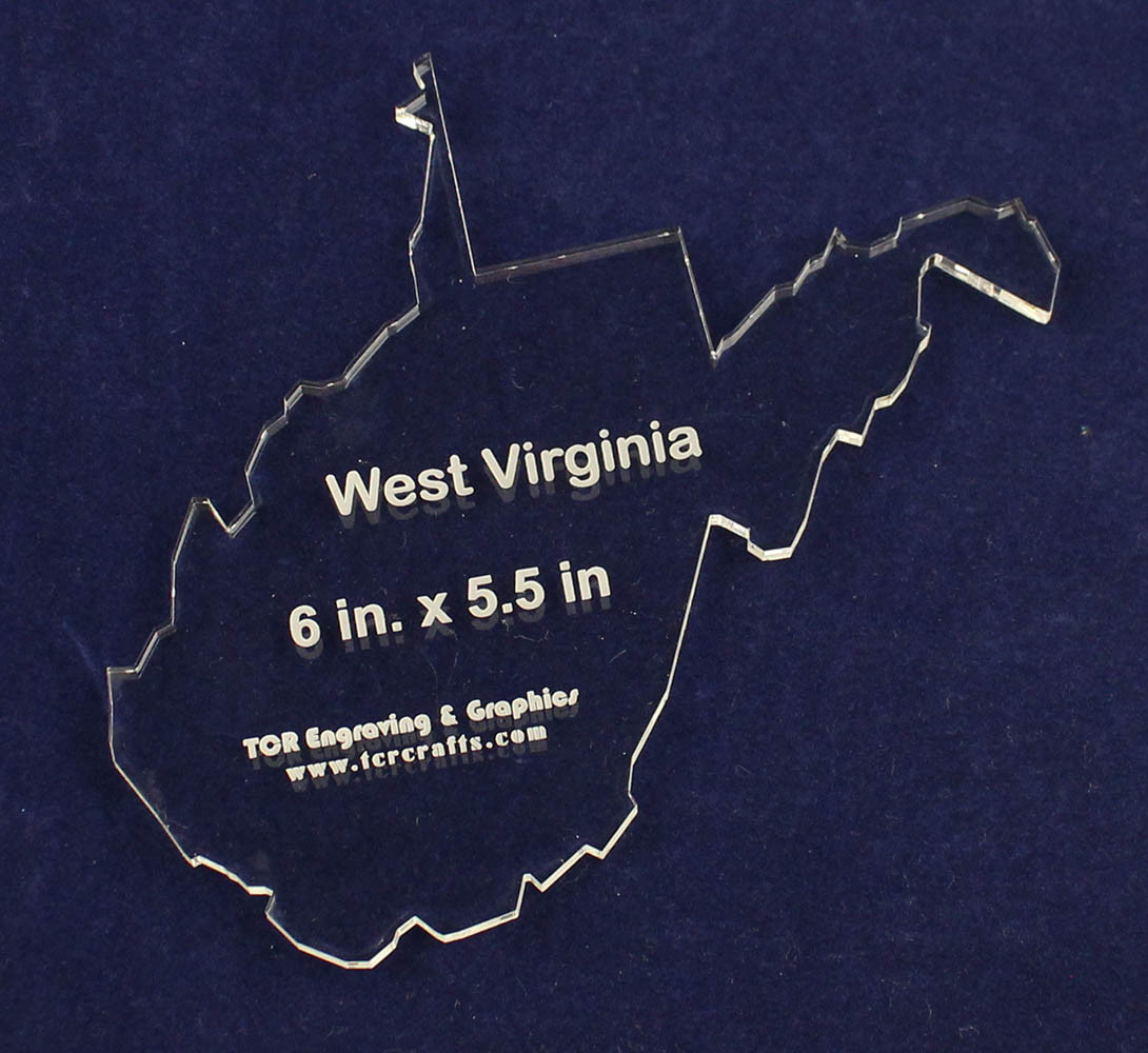 State of West Virginia -6" x 5.5"  1/4" Quilt Template- Acrylic - Long Arm/ Sew