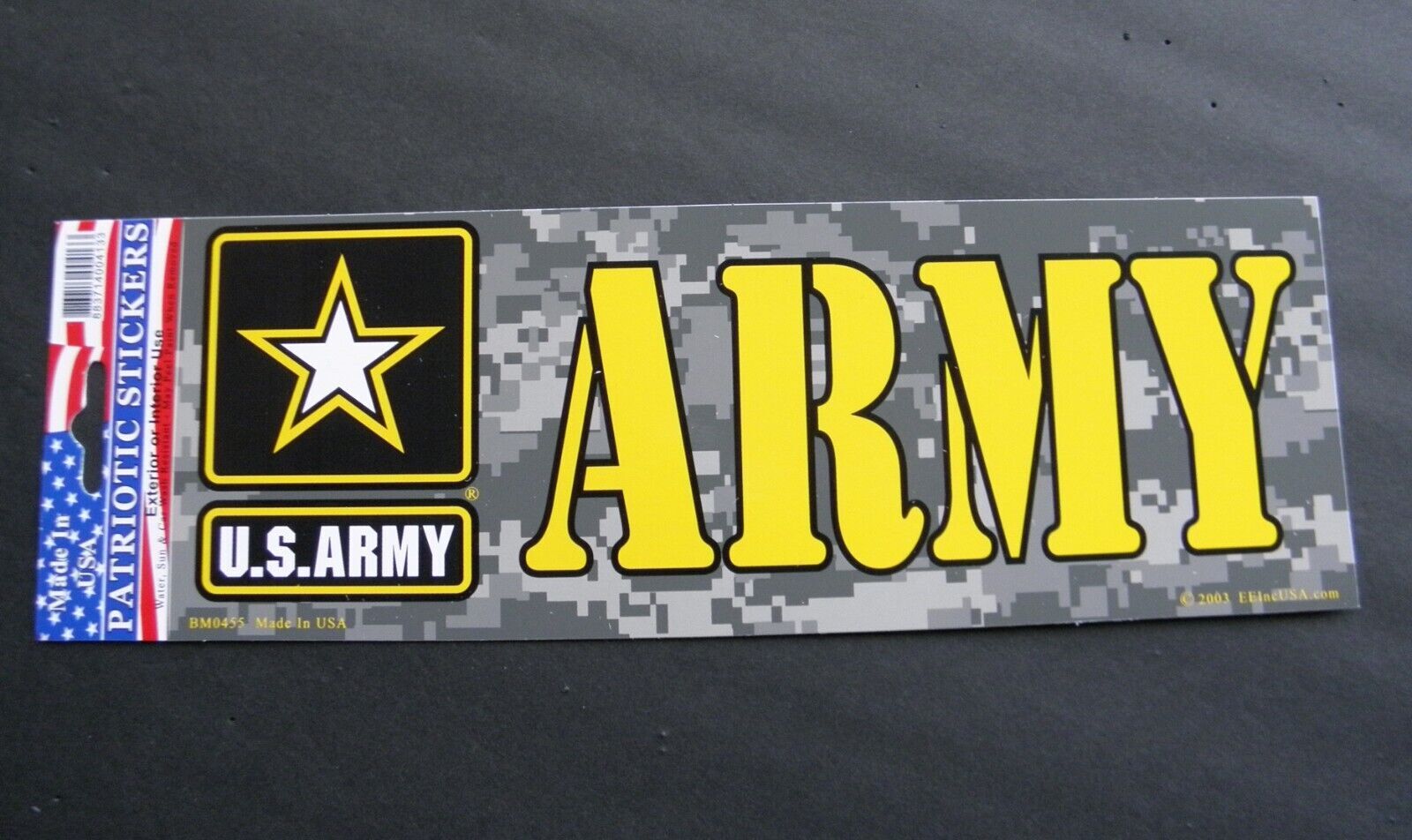 Army USA Bumper Sticker Camo made in the USA 9.75 x 3.5 inches