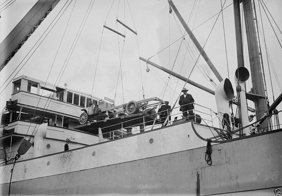 Automobile on transport ship Sugura 1914 1915 8x10 World War I WW1 Photo