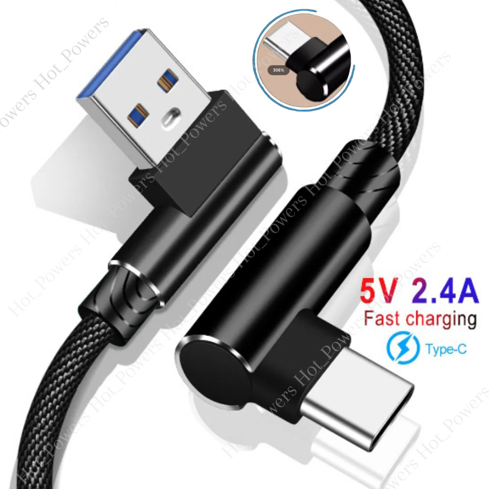 3/6/10Ft 90Degree Right Angle USB to TypeC Charger Cable Fast Charging Sync Cord