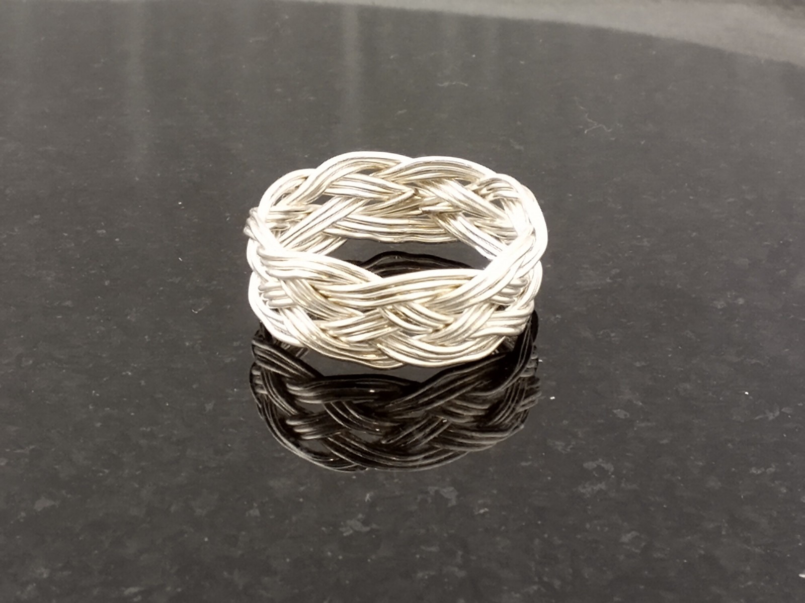 Size 9 Silver-plate 5x8 Turks Head Knot Ring Hand Tied made