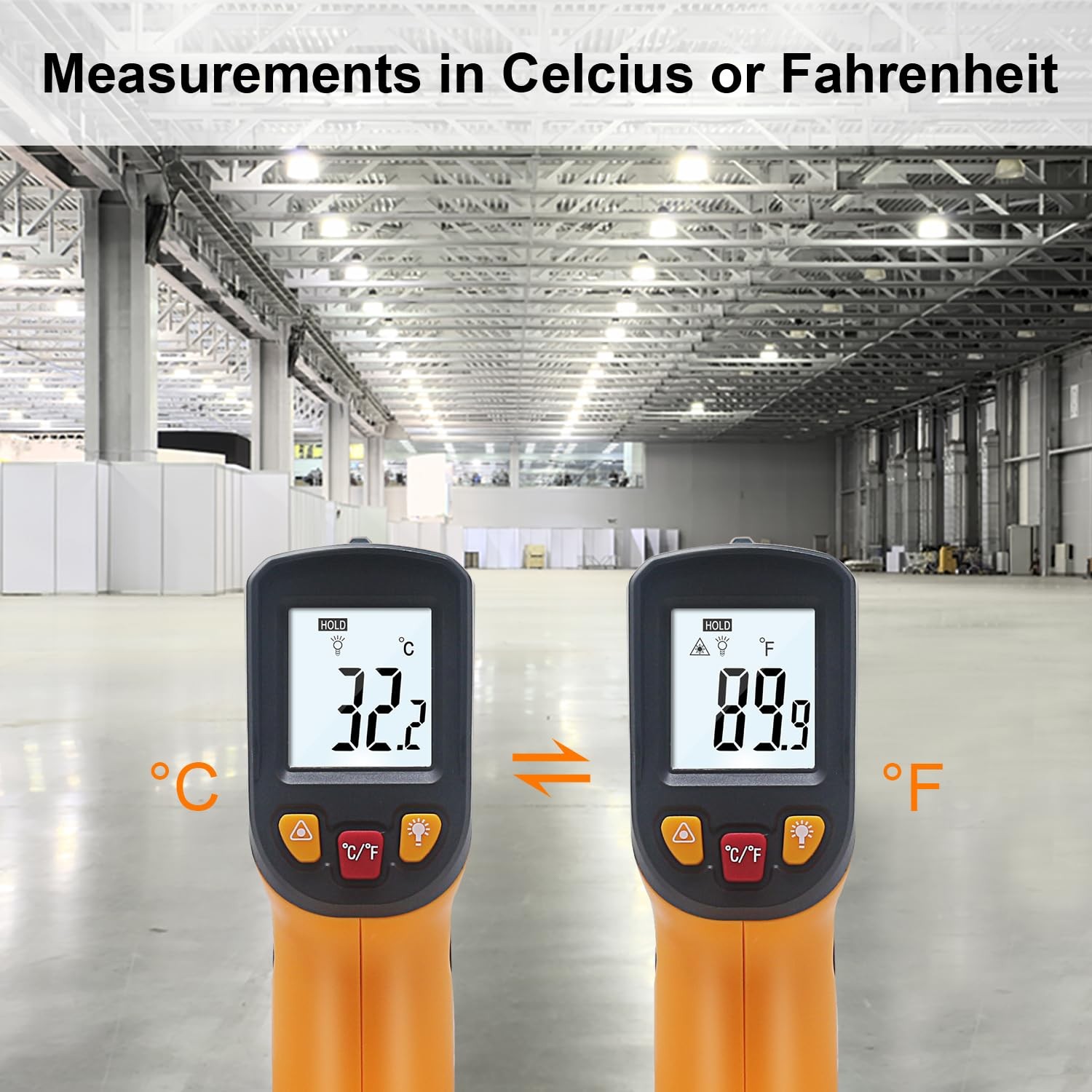 Digital Thermometer Temperature -58°F to 1112 °F(-50°C to 600°C) Handheld Non...