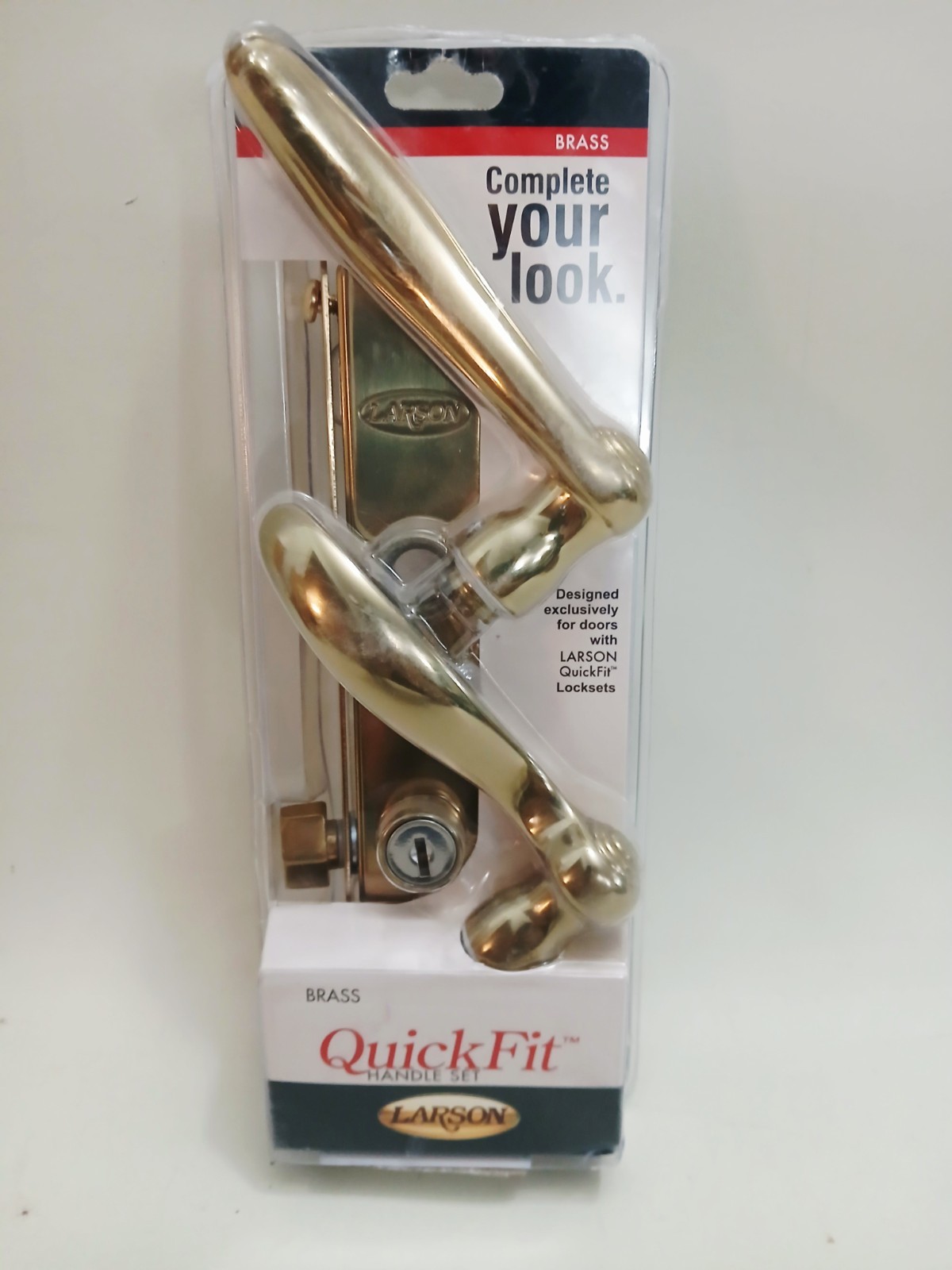 Larson QuickFit Storm Door Handle Set Curved Polished Brass 20297807