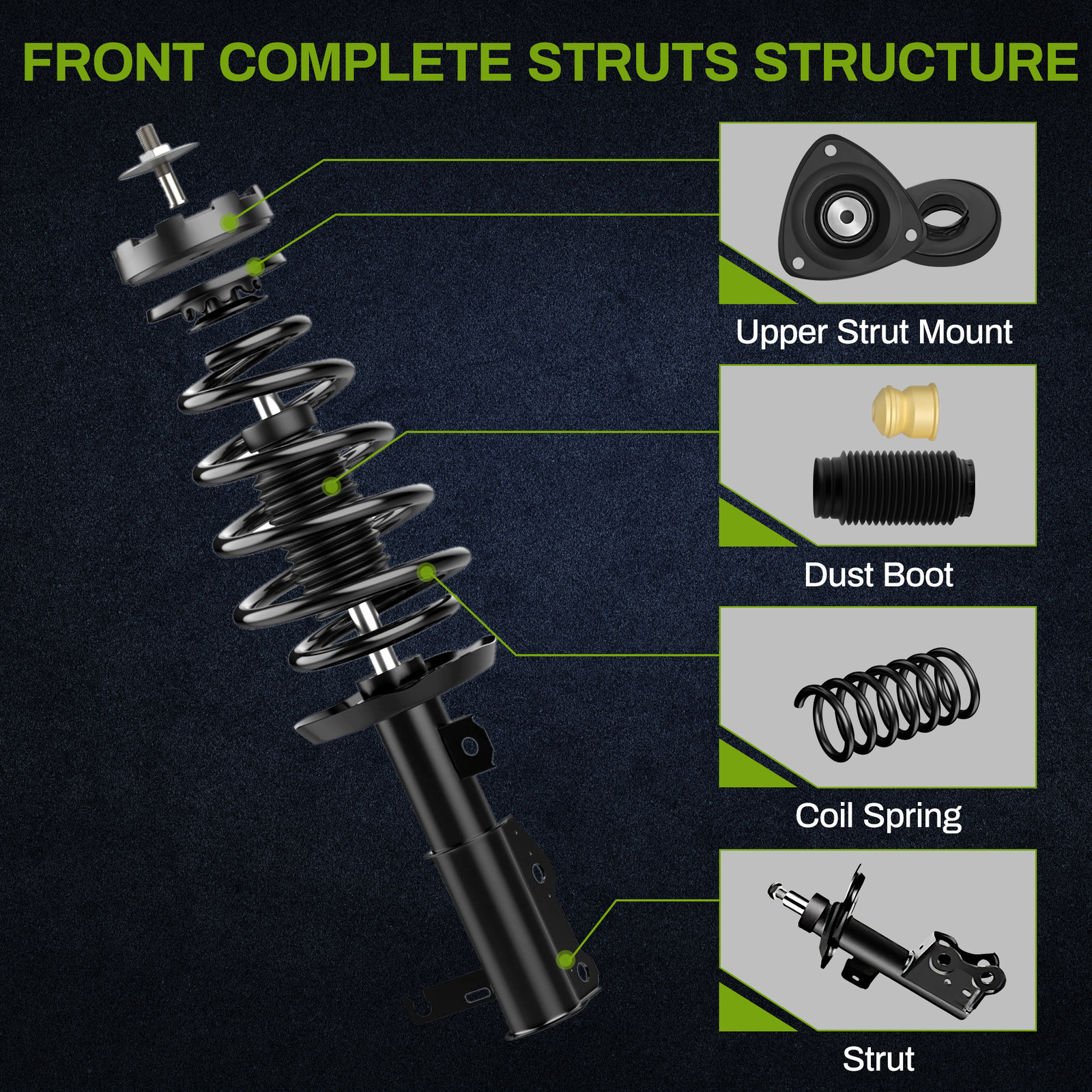2Pcs Front Struts Quick Shocks Coil Spring Assembly For 2011-2016 Buick LaCrosse