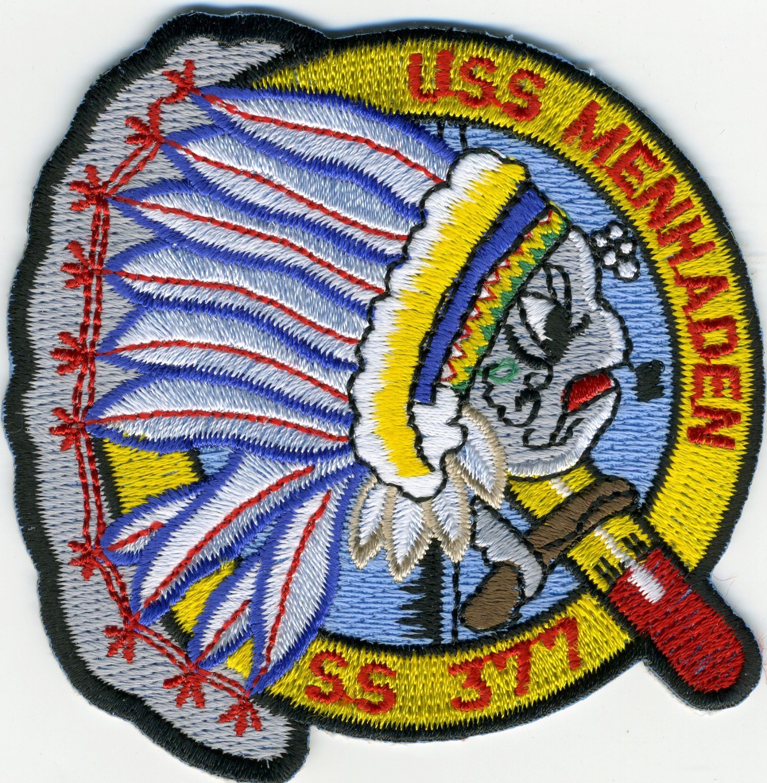USS Menhaden SS 377 - War Bonnet & Torpedo -  BC Patch Cat No C5562