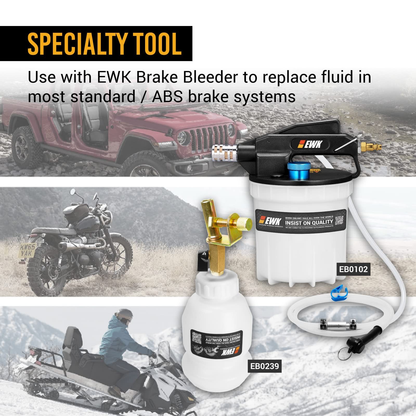 EWK 1L Master Cylinder Brake Fluid Refilling Bottle, Bleeder
