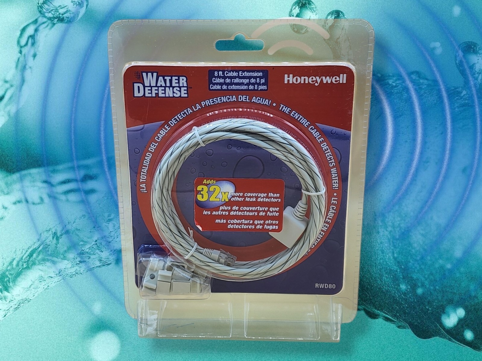 Honeywell RWD80 Water Defense 8' Leak Sensing Alarm Extension Cable Factory New