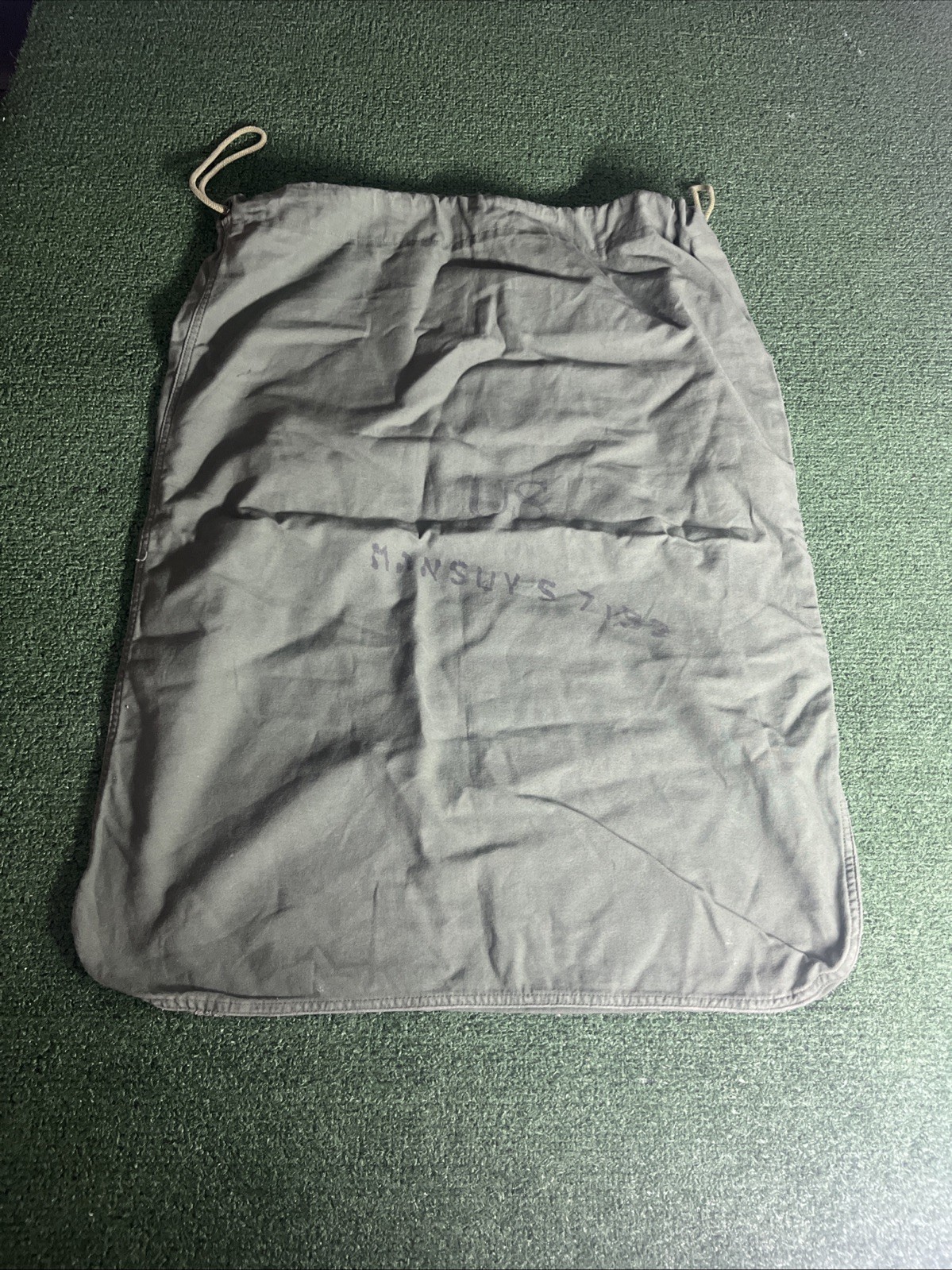 Vintage US Army Military Laundry Bag Drawstring Olive Green