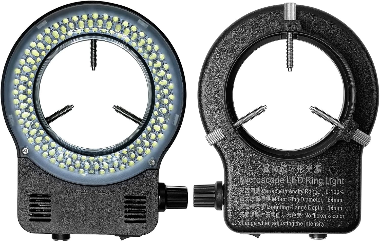 144 64 LED Ring Light Illuminator for Stereo Microscope, White Adjustable Ring L