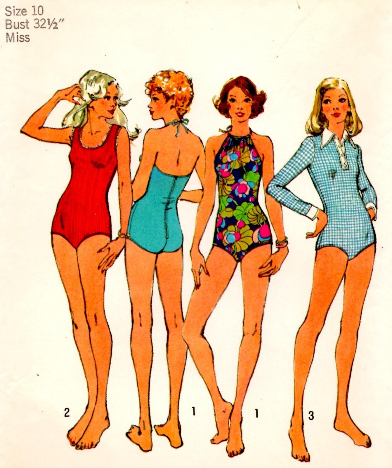 Simplicity Sewing Pattern #5525 sz 10, Set of Bodysuits, vintage 1973