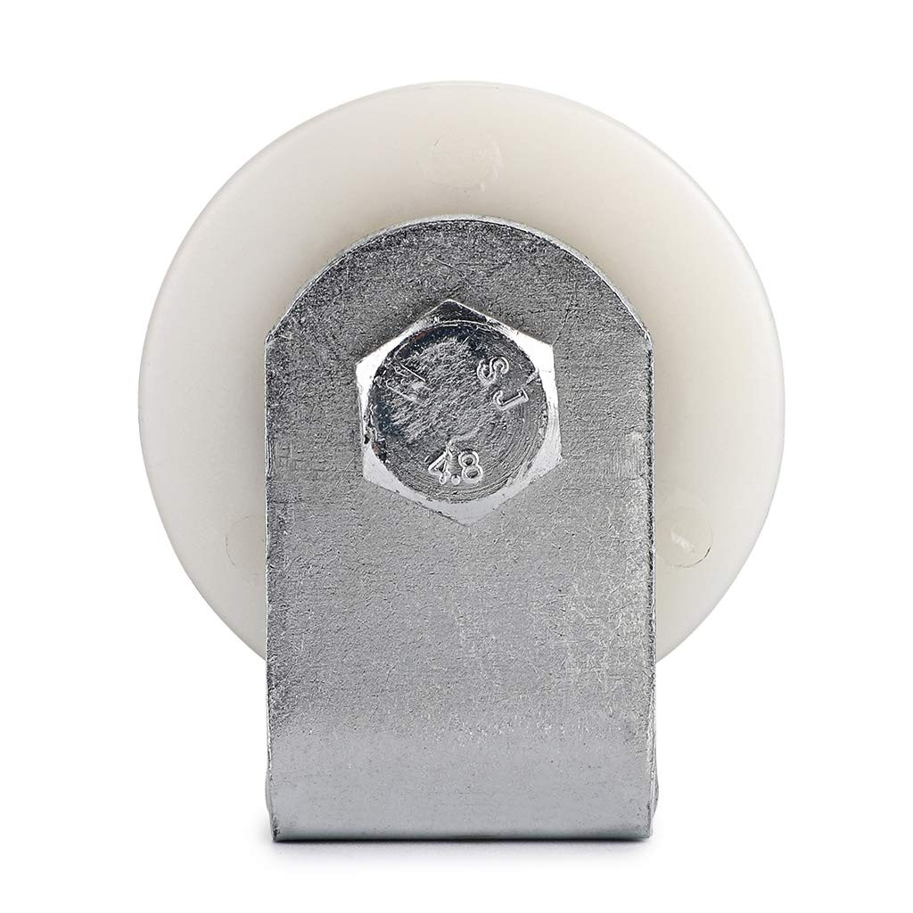 Skelang 6" Slide Gate Guide Roller with Post Welded Bracket, White - 6 inches