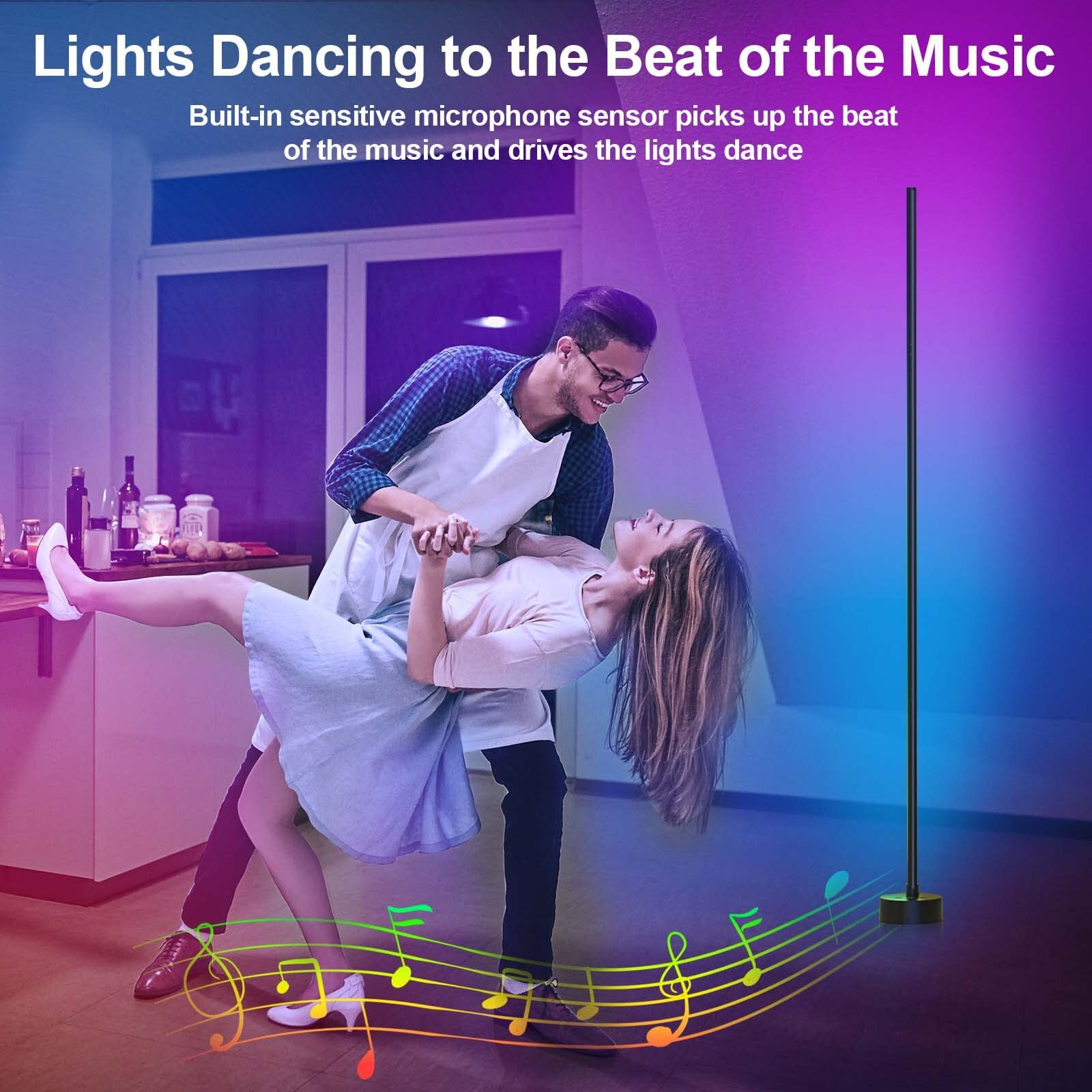 2× 47" Smart LED Floor Lamp RGB Remote & APP Control Music Sync Corner Lighting