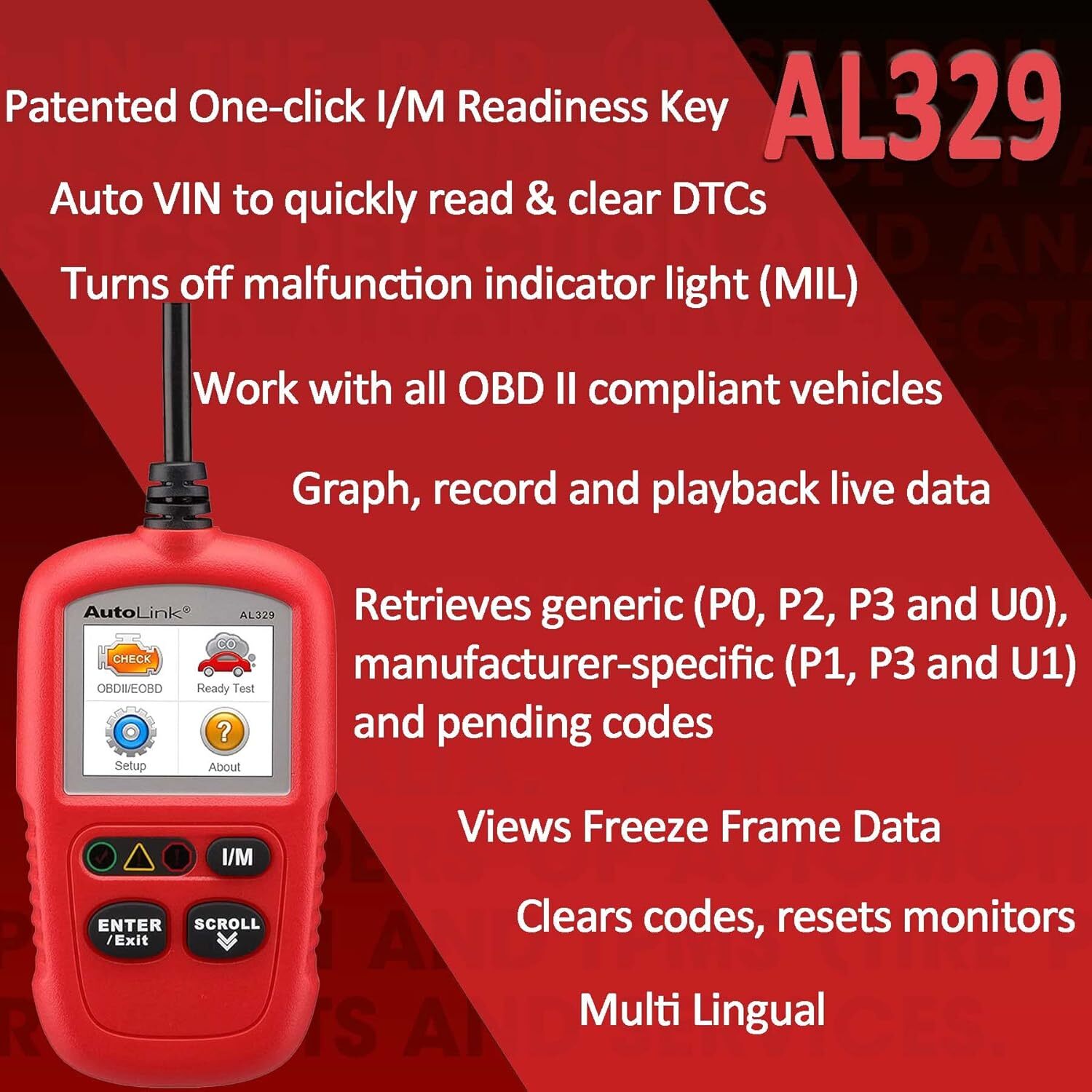Autel Autolink AL329 OBD2 CAN OBDII Auto Car Code Reader Diagnostic Scanner Tool