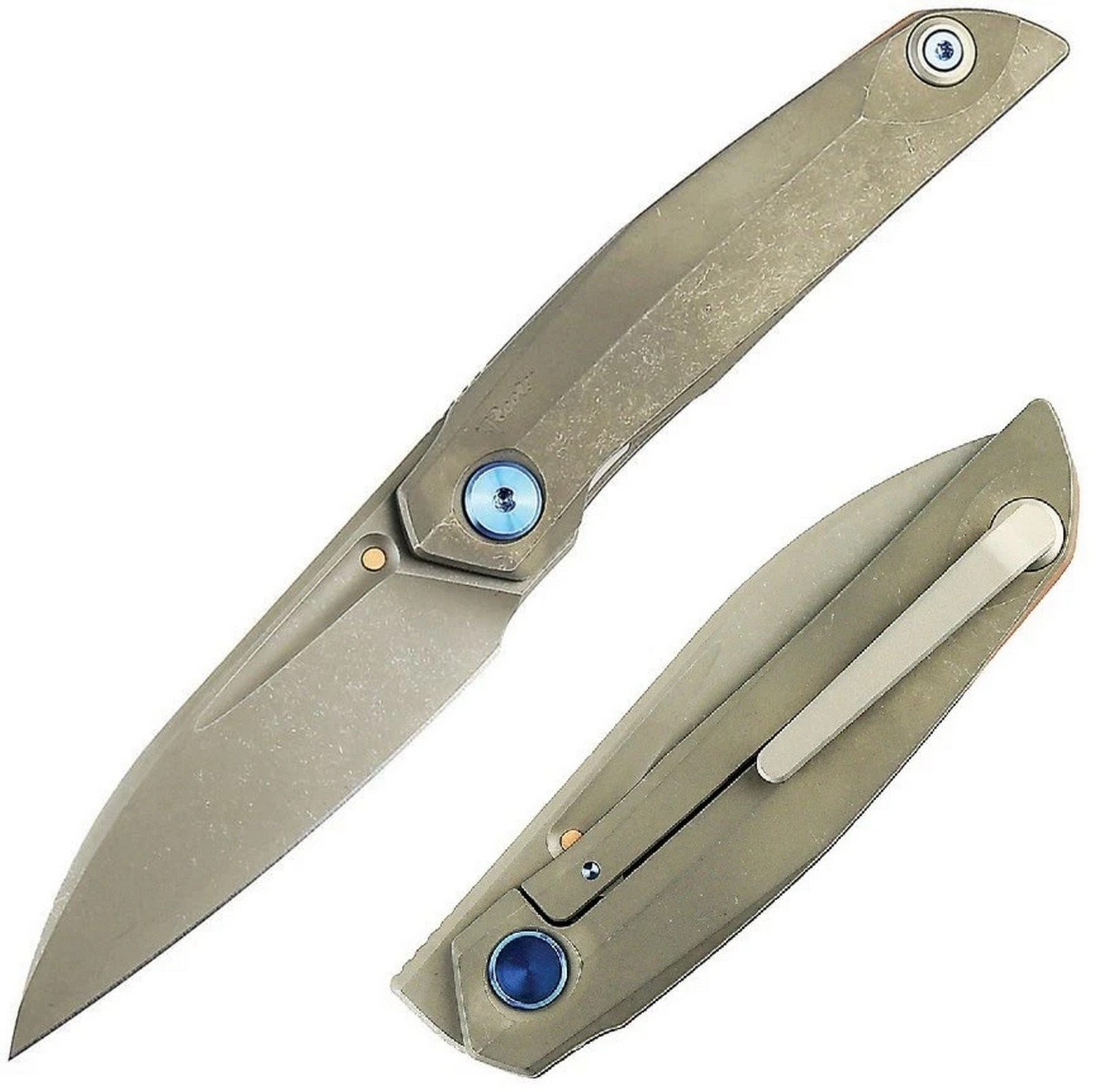 Reate VK Anub Framelock Folding Knife Steel Blade Titanium Handle REA209 VK-ANUB