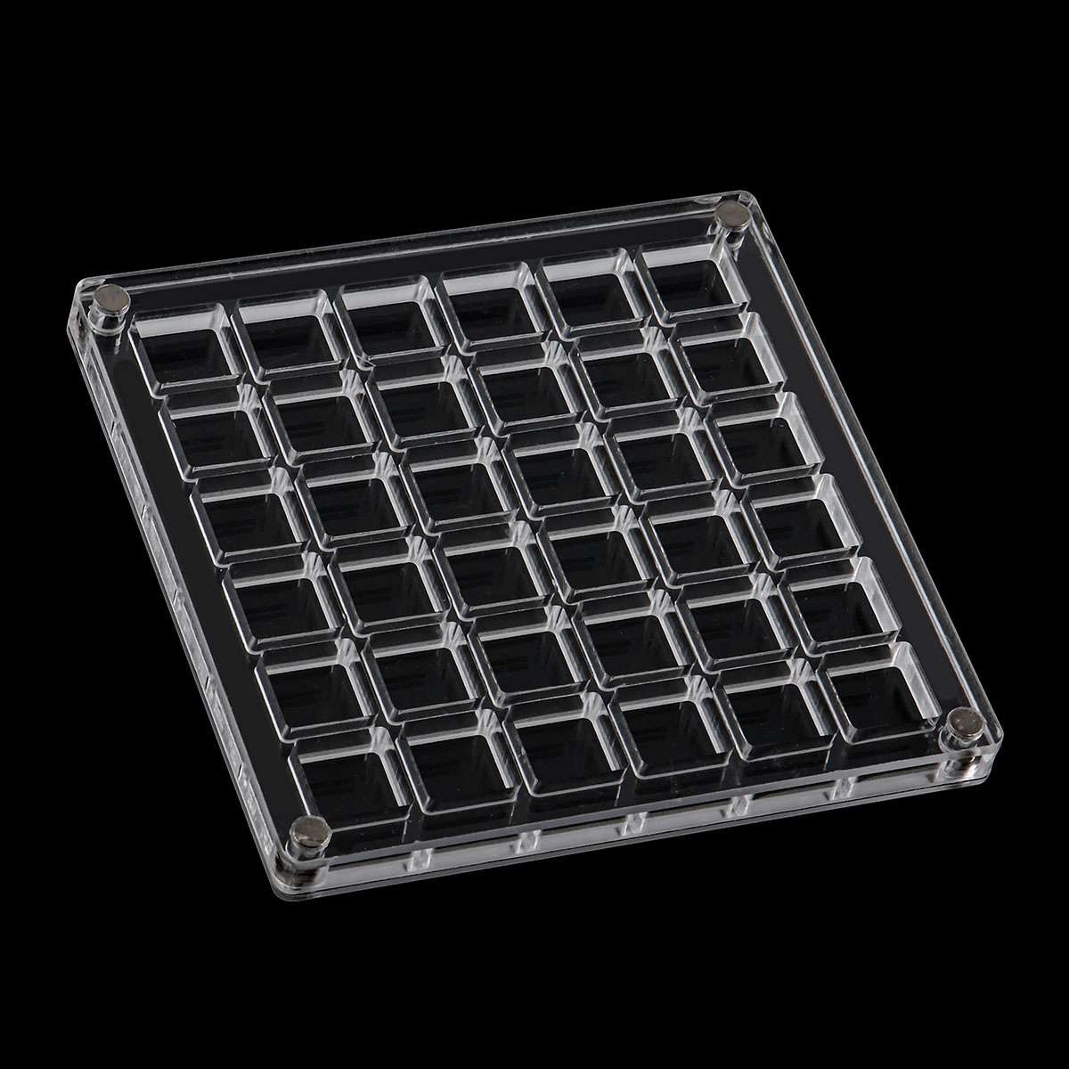 Acrylic Magnetic Seashell Display Box, 36/64 Grids Seashell Display BoxClear