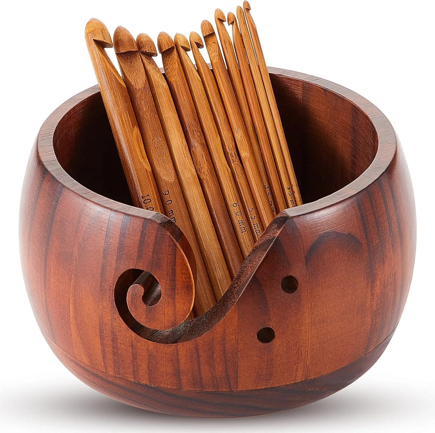 Wooden Yarn Bowl, Yarn Holder Bowls for Knitting & Crocheting Handmade Yarn S...