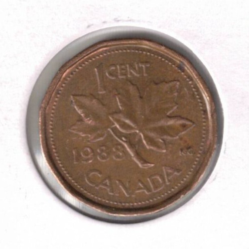1988 Canadian Circulated One Cent Elizabeth II Coin!