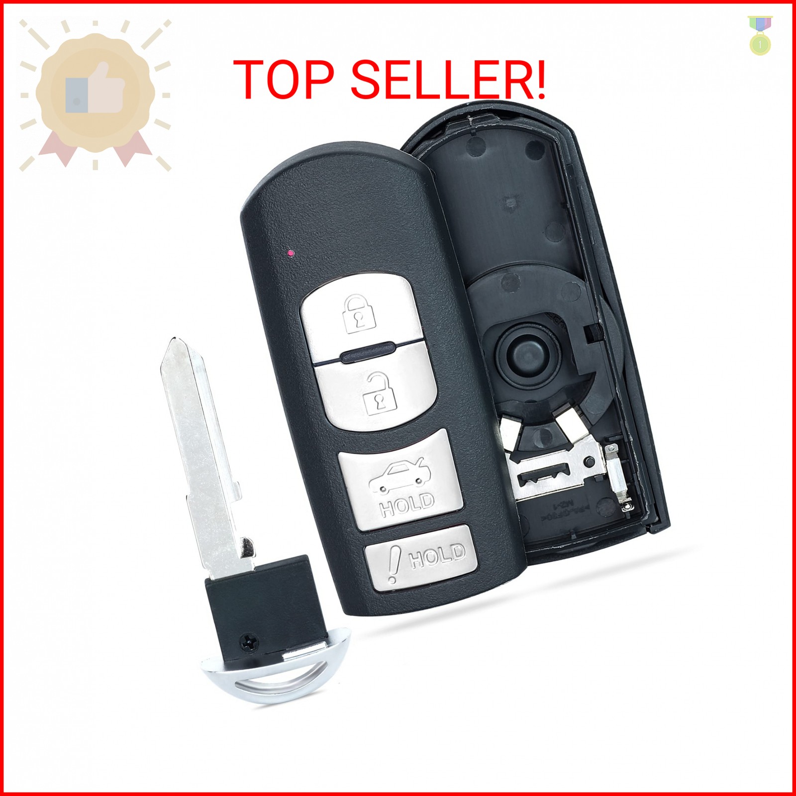Beefunny Replacement Key Fob Shell Case for Mazda 3 2014-2018, Mazda 6 2014-2018