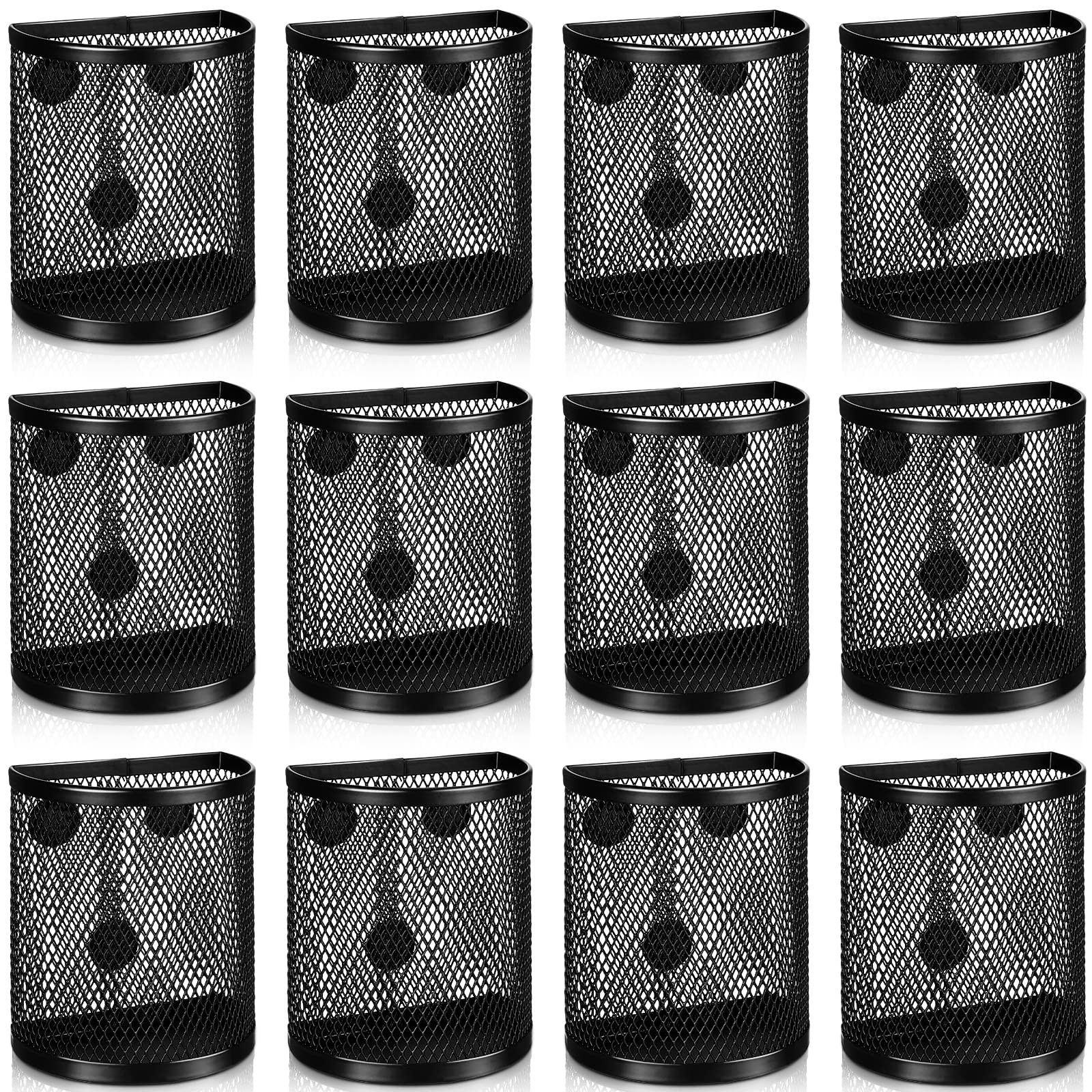 12 Pcs Black Magnetic Pen Pencil Holder with 3 Magnets Magnetic Marker Holder...