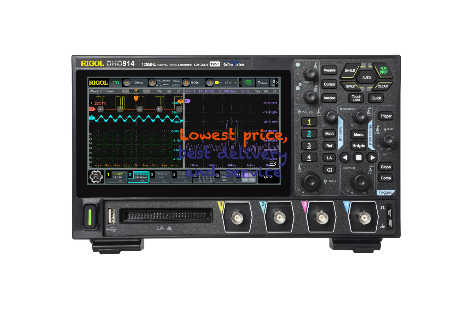 RIGOL DHO914 125MHz 4-Channel 12Bit 1.25GSa/s Portable Digital Oscilloscope 7-in