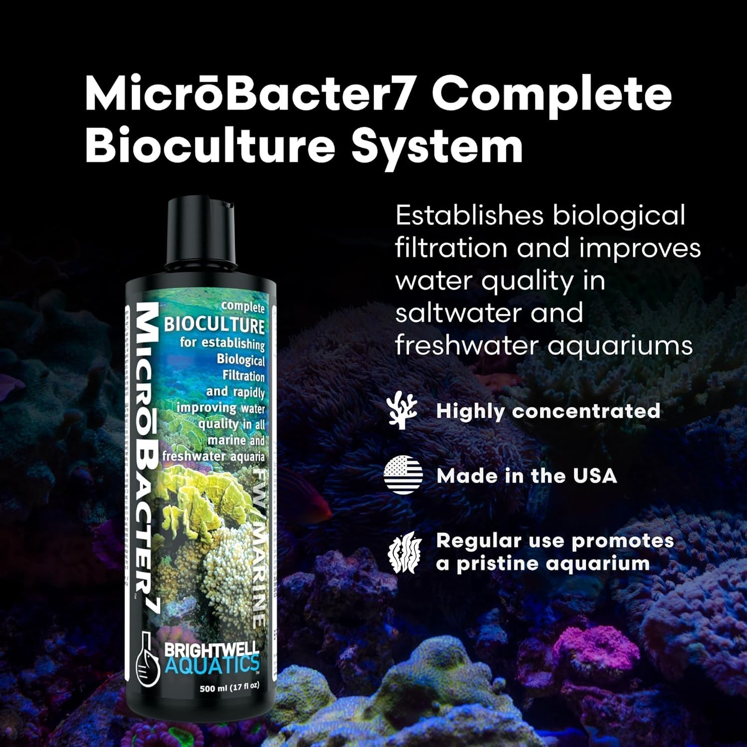 MicroBacter7 Complete Bioculture for Aquariums - 500ml Liquid Bacteria Formula