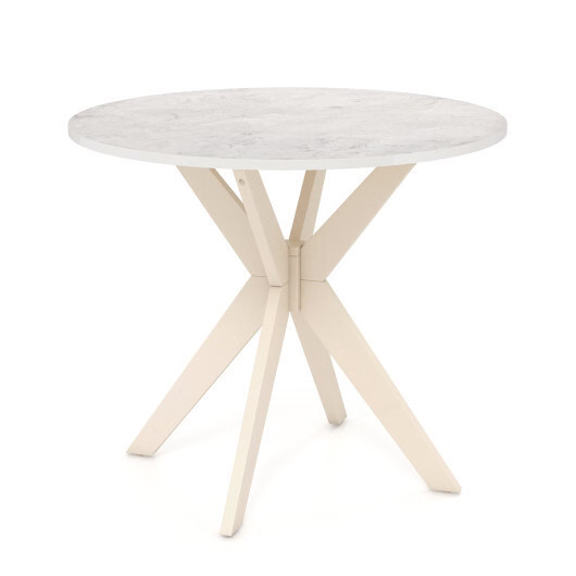 36-Inch Mid Century Modern Kitchen Table with Faux Marble Tabletop and Solid Rub