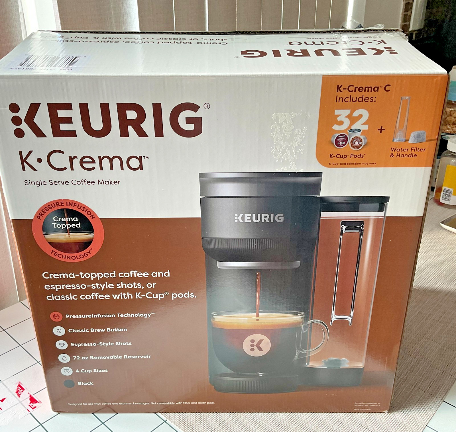 Keurig K-Crema Single Serve Coffee Maker Pressure Infusion w/ 32 K-Cups