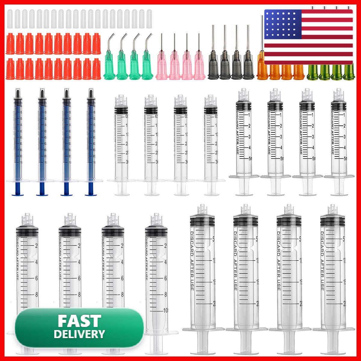 FJNATINH Glue Applicator Syringe Blunt Tip Needle Cap for Liquid Glue Ink