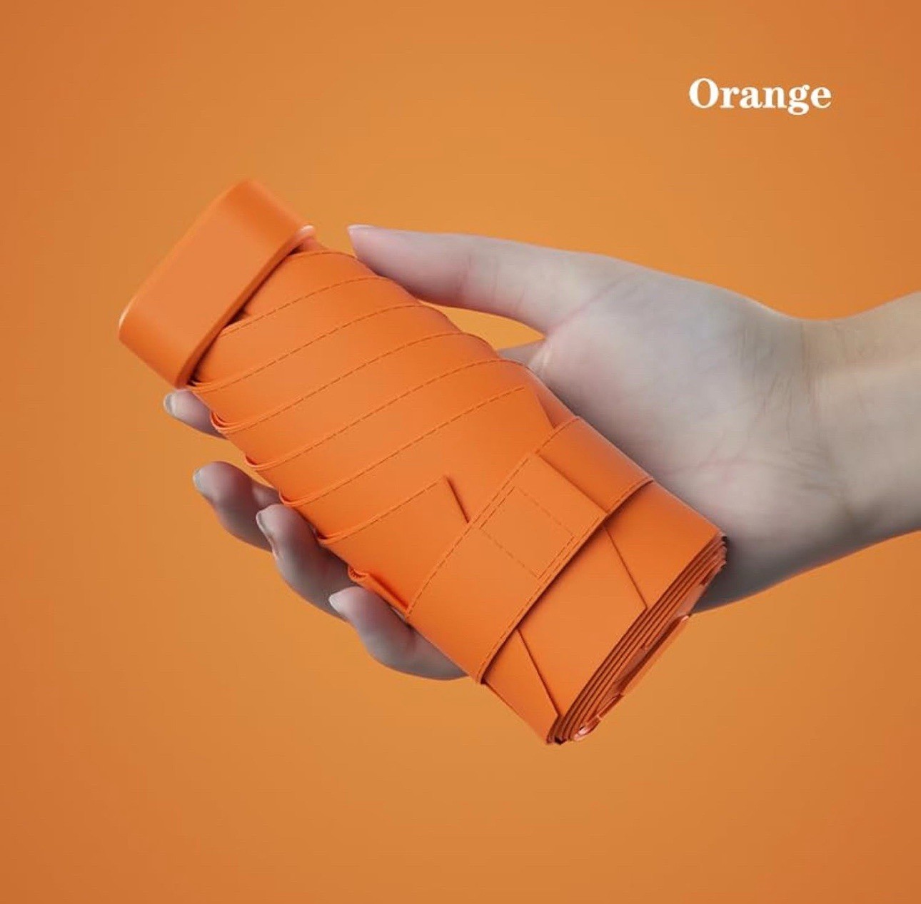 Mini Travel Sun Umbrella for Purse - Small Compact UV Protection, Orange