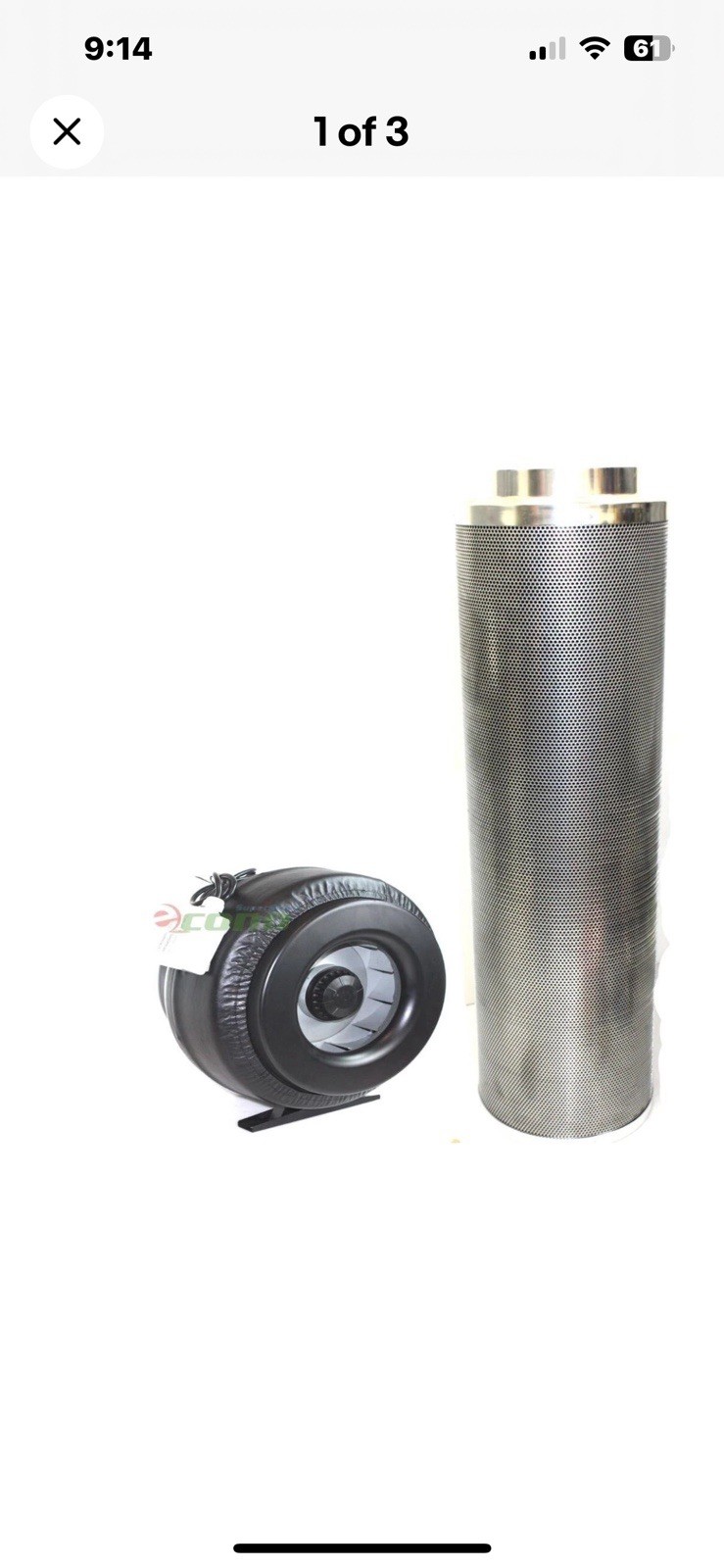 8 Carbon Filter & Inline Exhaust Fan Air Blower HydroponicOdor Control Scrubber