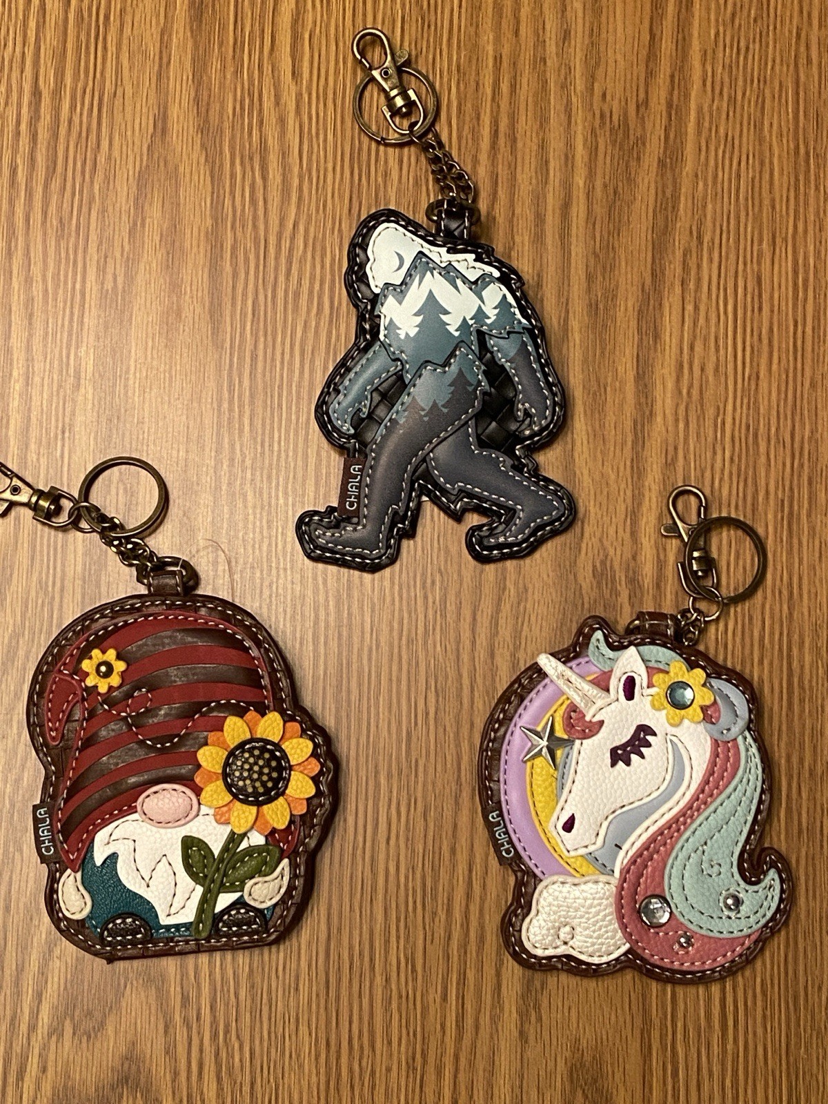 SALE!!  $15.50 (WERE $19.50)   CHALA KEY FOBS - BIG FOOT, GNOME & UNICORN