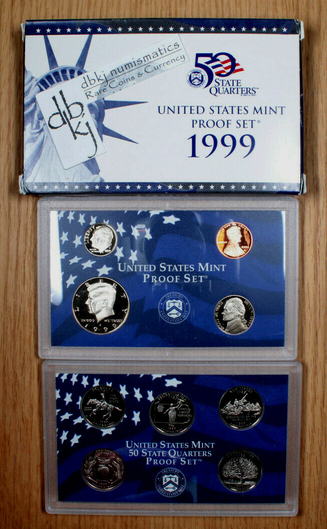 1999 S Clad Proof Set - US Mint - 9 Coins - OGP