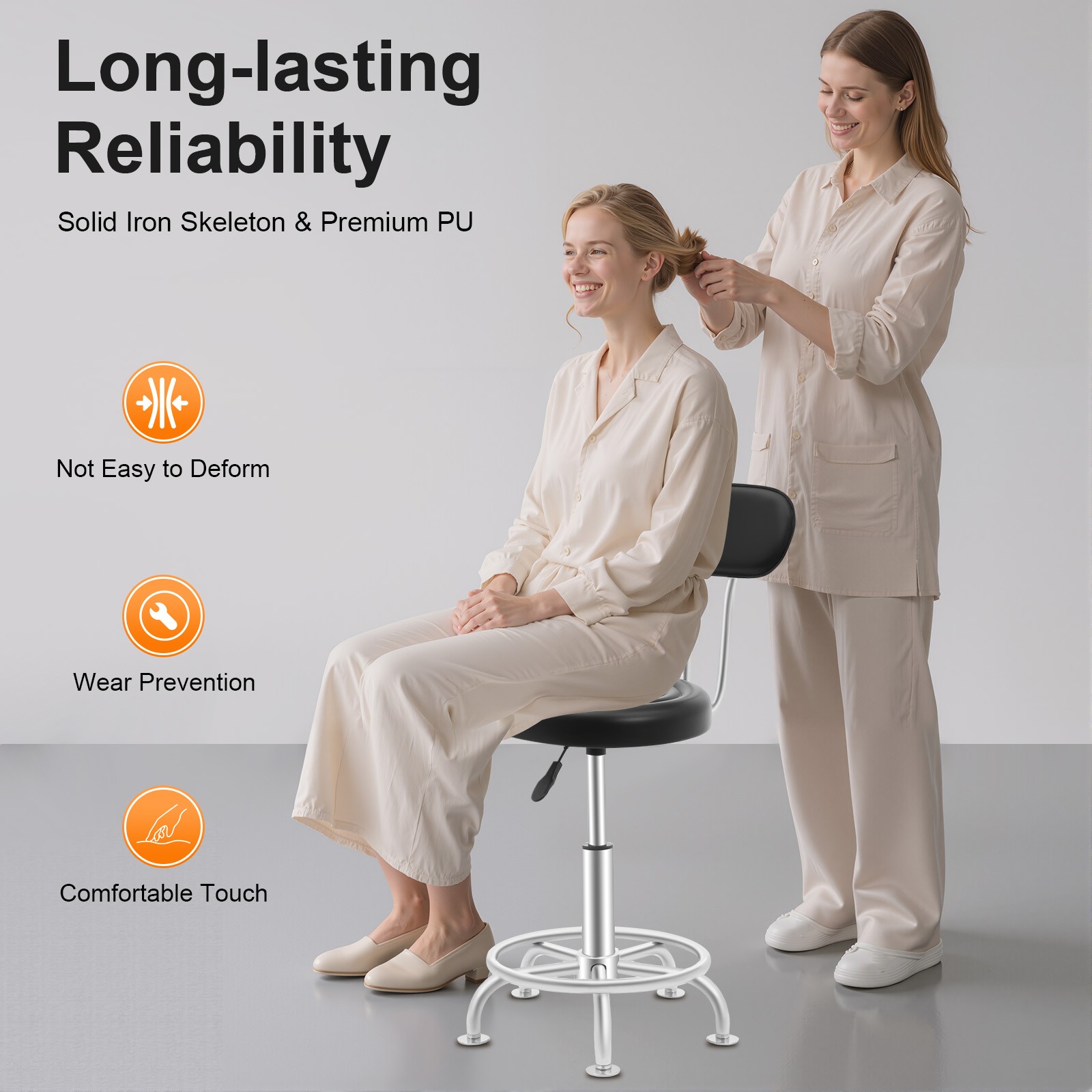 Work Shop Stool Bench Hydraulic Chair Bar Garage Adjustable Height&Back&Footrest
