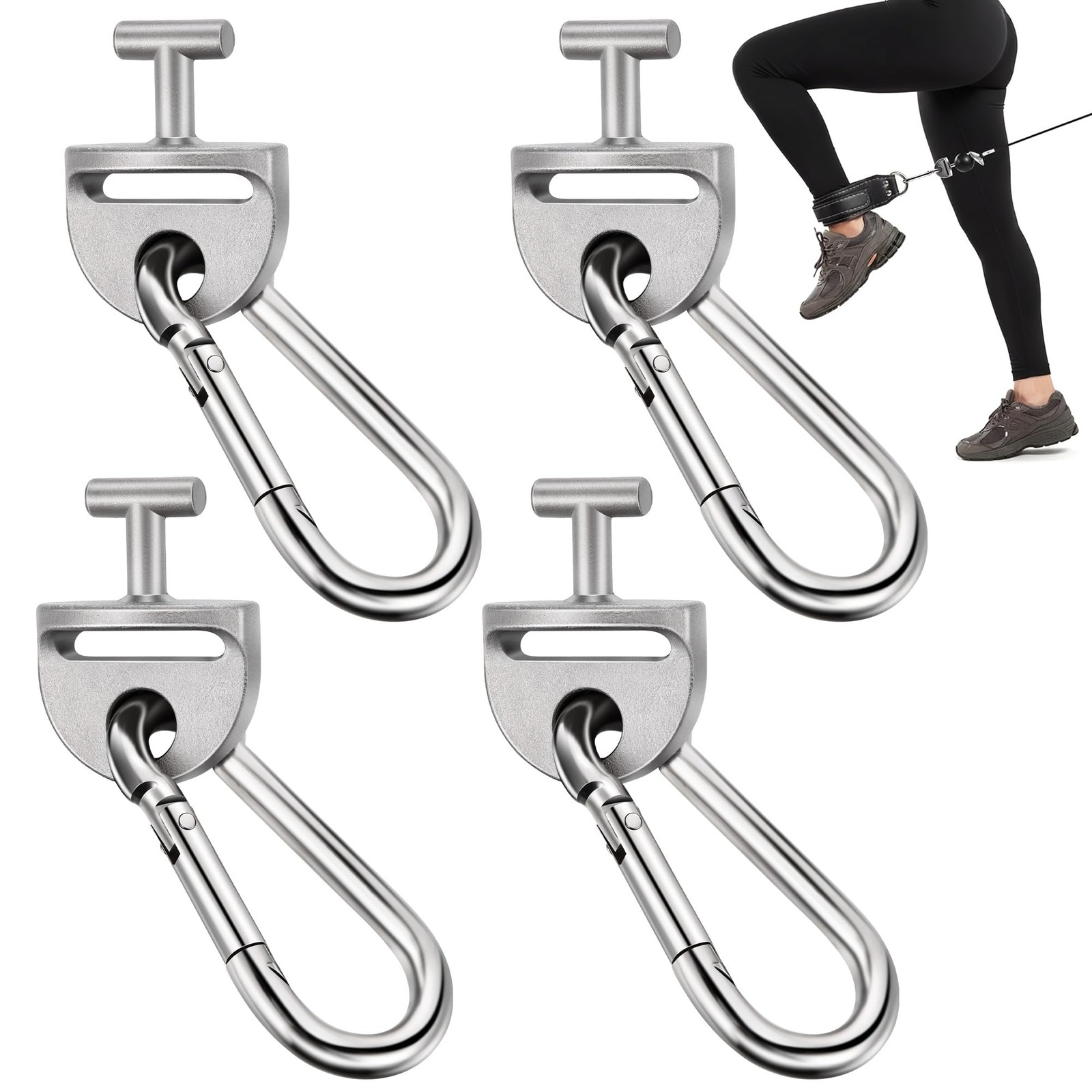 4 Set Grey T Lock Adapter with Snap Hooks Compatible with Tonal