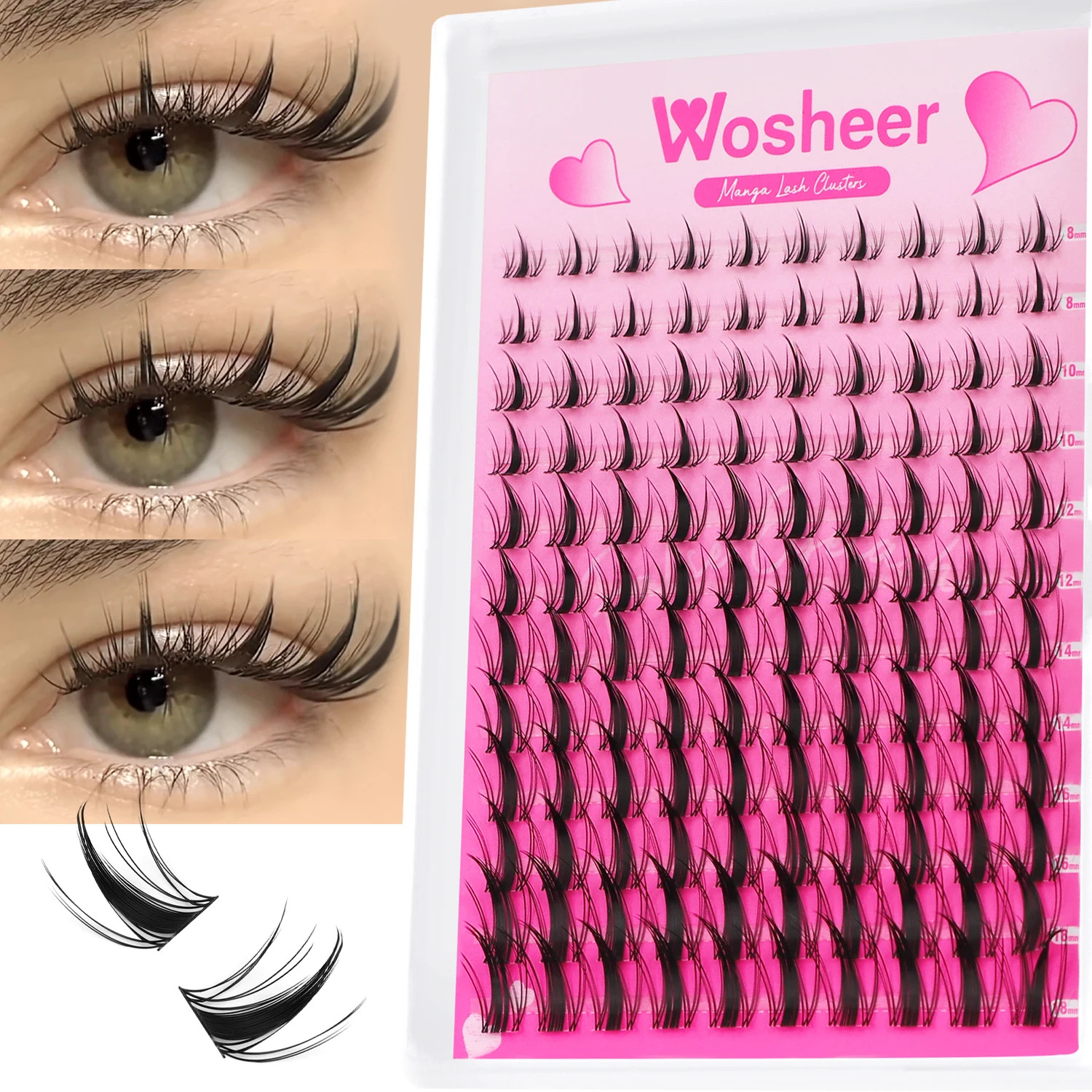 Wosheer Lash Clusters Manga Lash Clusters Kit Clear Fairy Eyelash Clusters