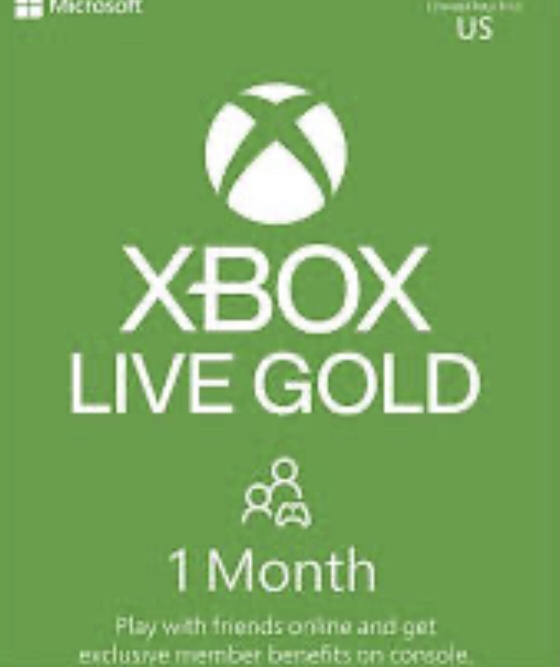 1 Month Xbox Live Gold Membership for Xbox 360, Xbox One and Xbox Series X|S
