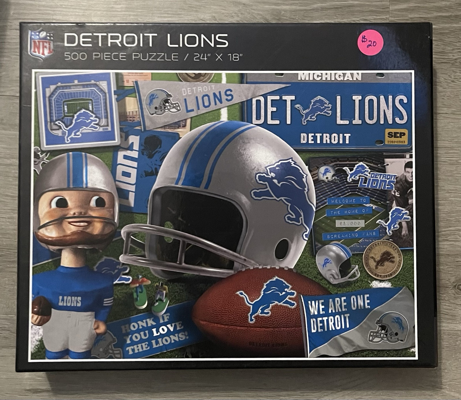 NFL Detroit Lions Retro Puzzle Jigsaw Puzzle Football 500 Pieces - Complete